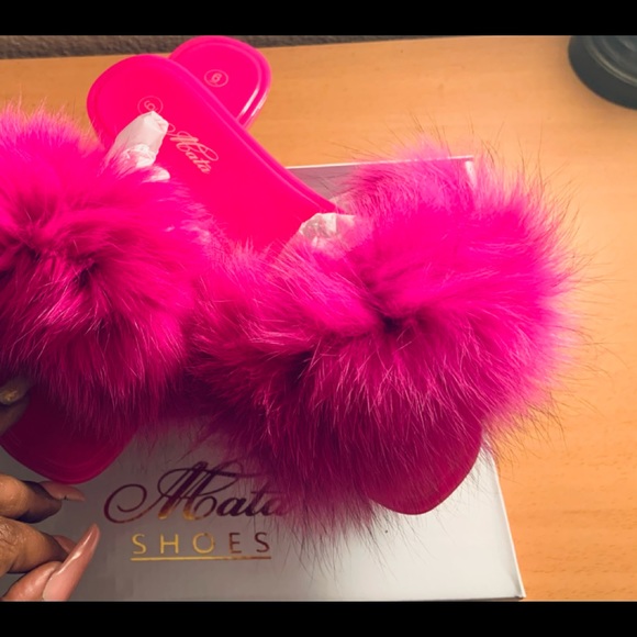 Hot Pink FLUFFY fluffy Sandals ‼️ - Picture 3 of 4